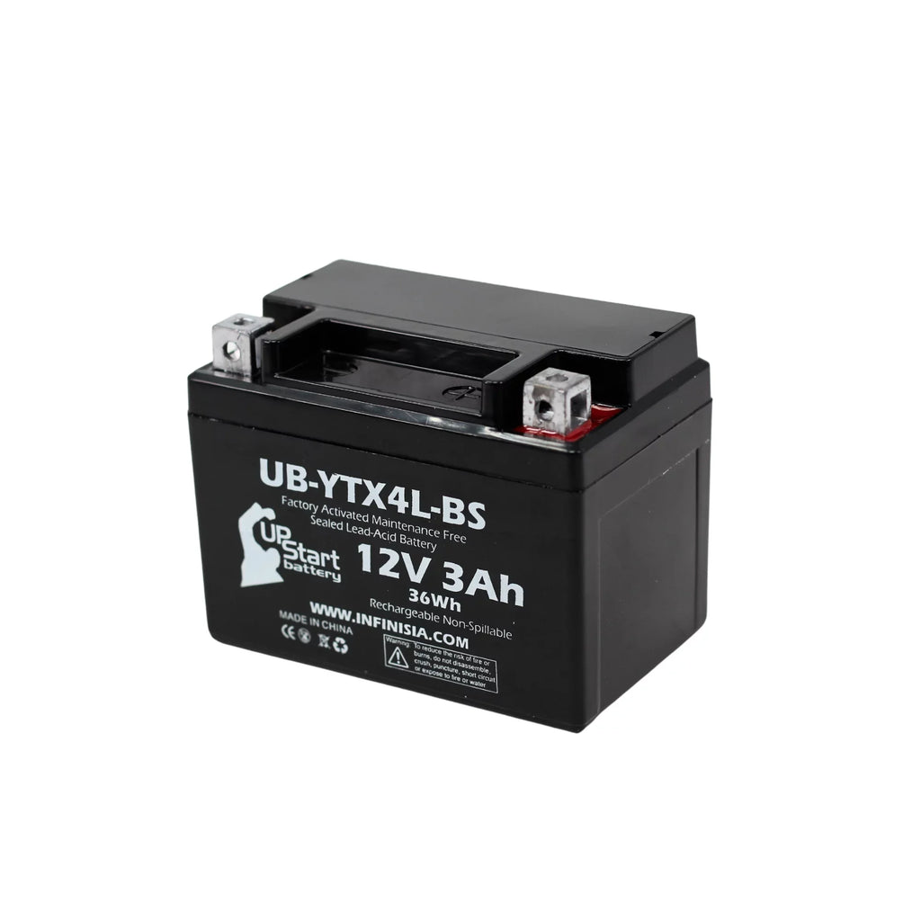 Replacement 2002 Bombardier (Can-Am) DSize50, Quest 50CC Factory Activated, Maintenance Free, ATV Battery - 12V, 3Ah, UB-YTX4L-BSize