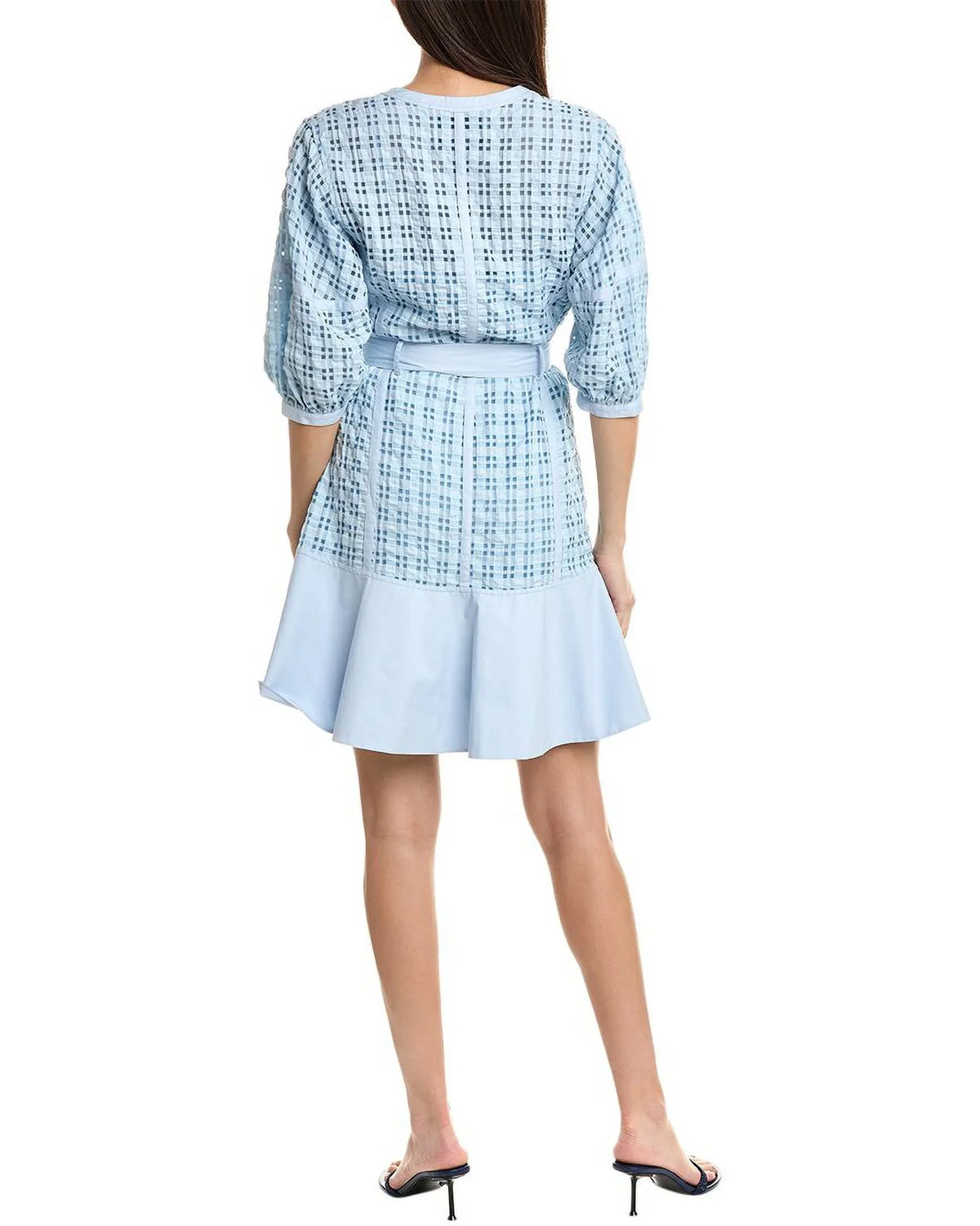 3.1 Phillip Lim womens  Taffeta Check Dress, 4, Blue