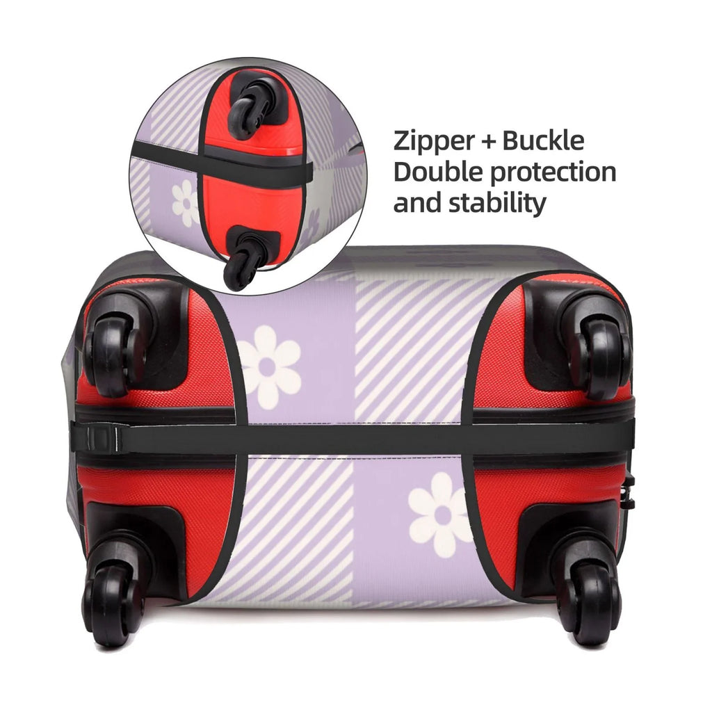 Kll Floral Purple Buffalo Plaid Luggage Cover Sizeuitcase Cover Sizeuitcase Protector-