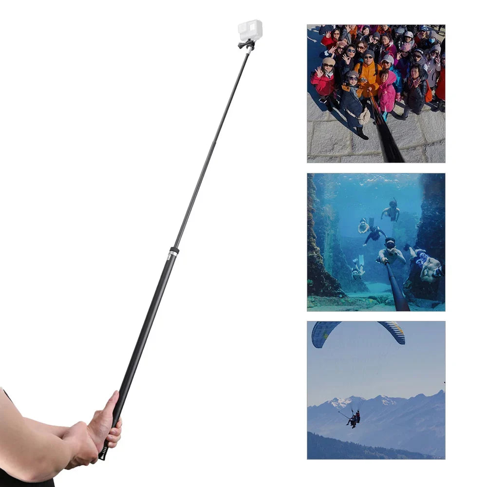 2.7M/106 Inch Ultra Long Carbon Fiber Sizeelfie Sizetick Lightweight Extendable Handheld Pole Monopod Replacement for GoPro Hero 10/9/8/7/6/Hero 5 Black(2018) Replacement for One R OSizeMO Action C