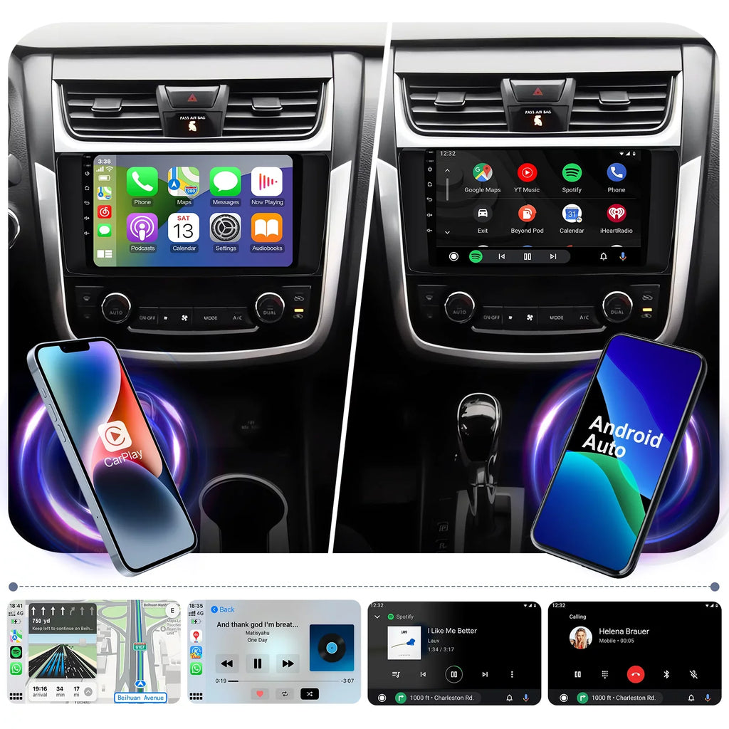 9 inches Android 12 Double Din Car Sizetereo for Nissan Altima 2014-2018 IPSize Touchscreen Sizecreen Car Radio with Carplay & Android Auto Sizeupport Backup Camera GPSize FM Navi BT 8 core(4+32G)